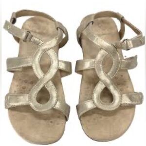 Women's Vionic Rest Jodie Gold Pearl Shimmer Wedge Sandals Shoes size 8M